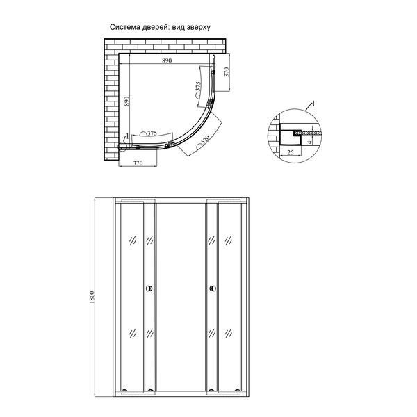 Душова кабіна Agua Cascad - S.D.90x90 см (без піддона) CV035442 фото