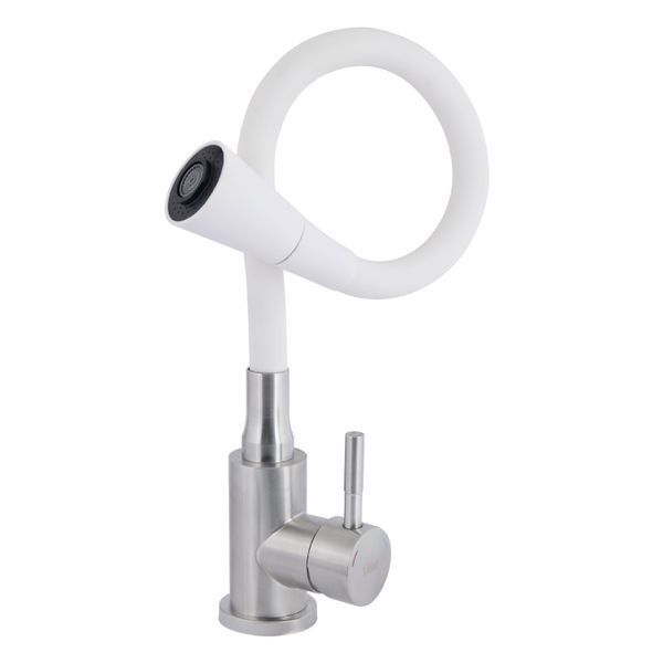 Змішувач для кухні Lidz Aria 015F31 з гнучким виливом (k35) LDARI015F31WNK36981 White / Nickel SD00043084 фото