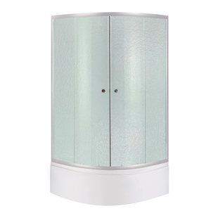 Душова кабіна Latwa SC90x90.SAT.HIGH.FR полукругла, скло Frost 4 мм + Душовий піддон KAPIELKA ST90x90x41, з панеллю Lidz SD00050783 фото